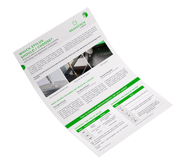 Mockup of Gravotech styli guide for dot peen and scribing marking machines