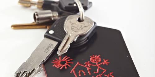 Leather key tag engraving