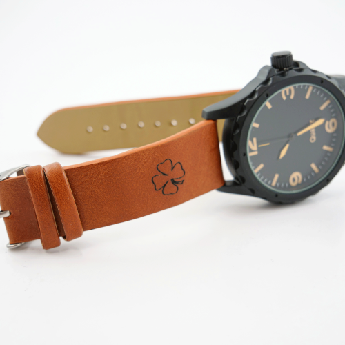 Leather engraving on watch